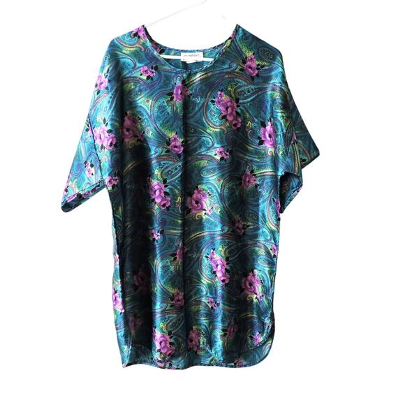 Featherbed Women's Sleep Shirt Satin Floral Size L - Picture 5 of 5